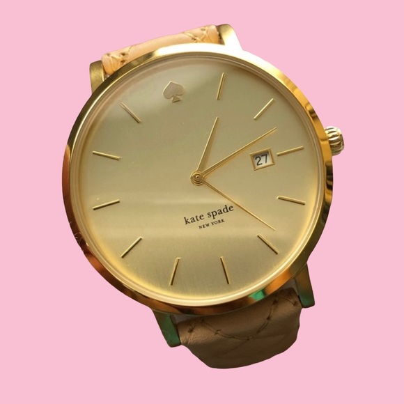 kate spade Accessories - Kate Spade Live Colorfully Leather Beige Quilt Stitch Watch NEW